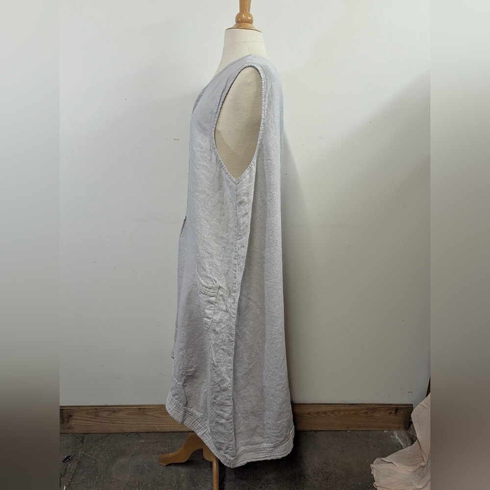 Lungo L'arno Sleeveless Beige Italian Linen Maxi Dress 3X Langenlook - Picture 5 of 10